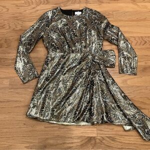 Tanya Taylor Magali Metallic Silk-Blend Mini dress Size 6